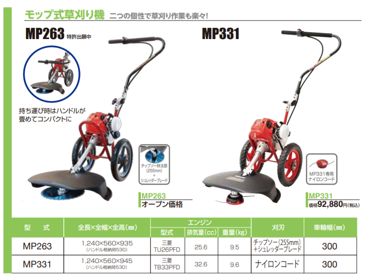 草刈機 刈払機 ニッカリ MP331 モップ式草刈り機 : mp331 : スター