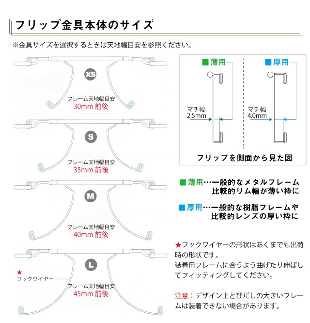 シーザーフリップ2 取り付け金具サイズ