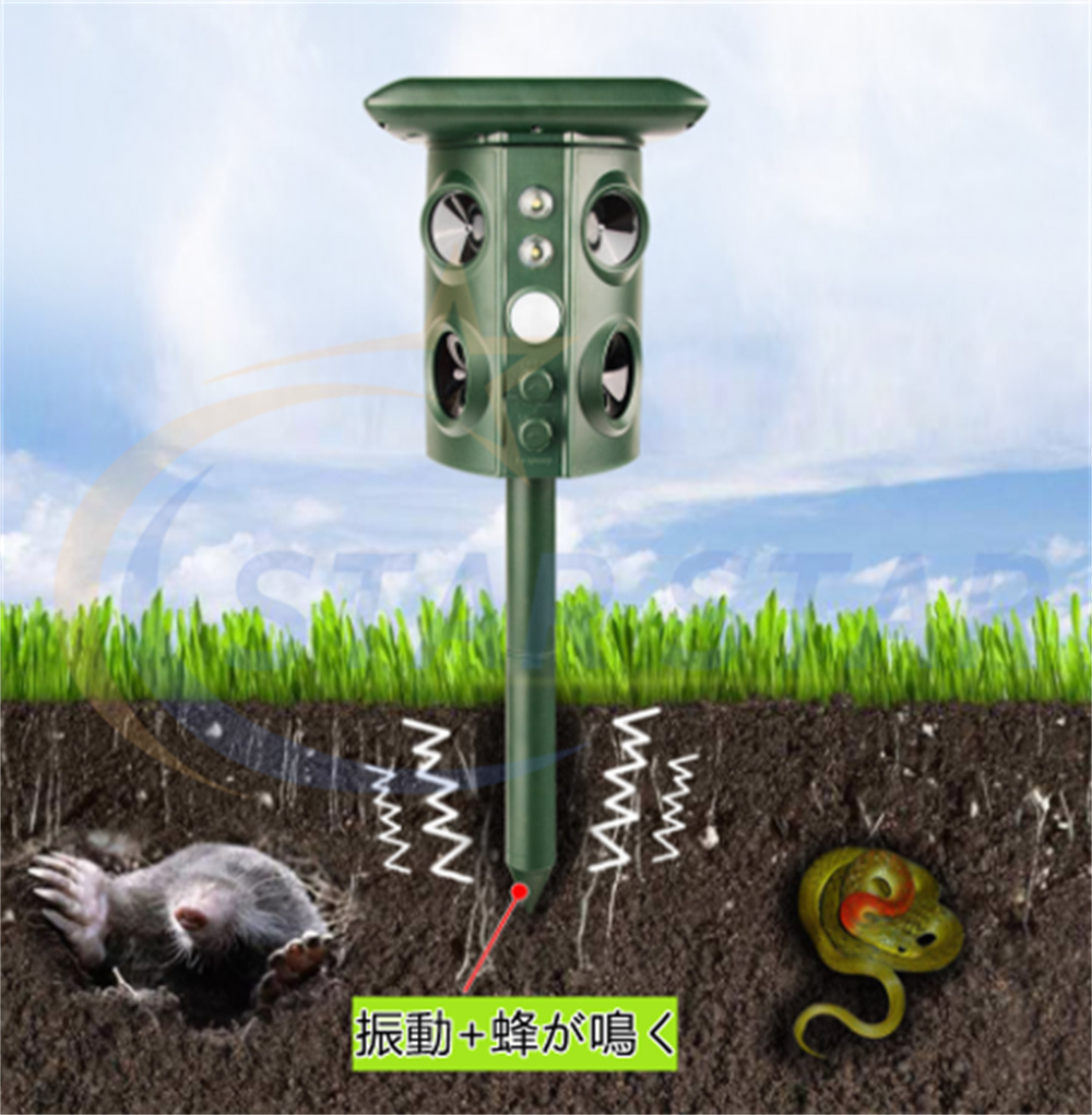 動物撃退器 超音波 進化版 害獣対策 ソーラー充電式 防水 IPX4