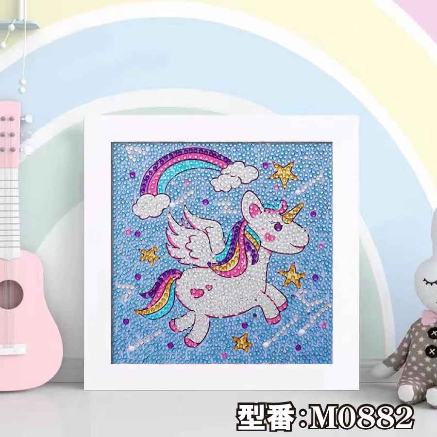ダイヤモンドアート 子供用 ビーズ絵画キット キラキラ 専用額縁付き