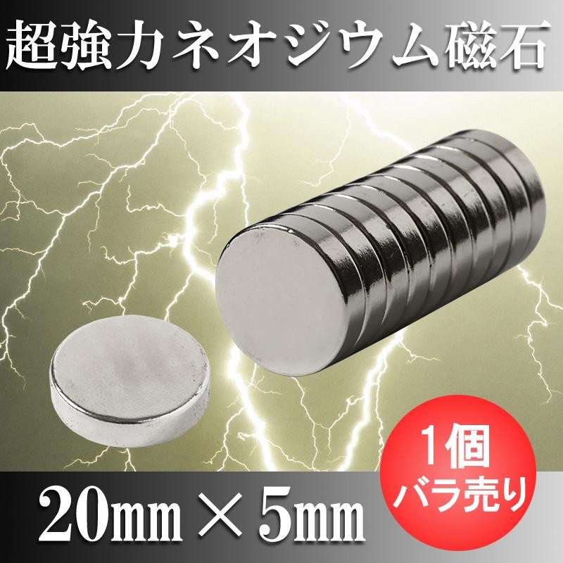 ネオジム磁石 ネオジウム磁石 100個セット 20mm×5mm 丸型 超強力