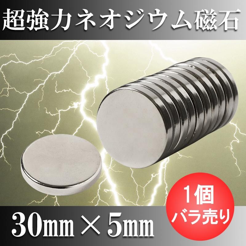 ネオジム磁石 ネオジウム磁石 2個セット 30mm×5mm 丸型 超強力