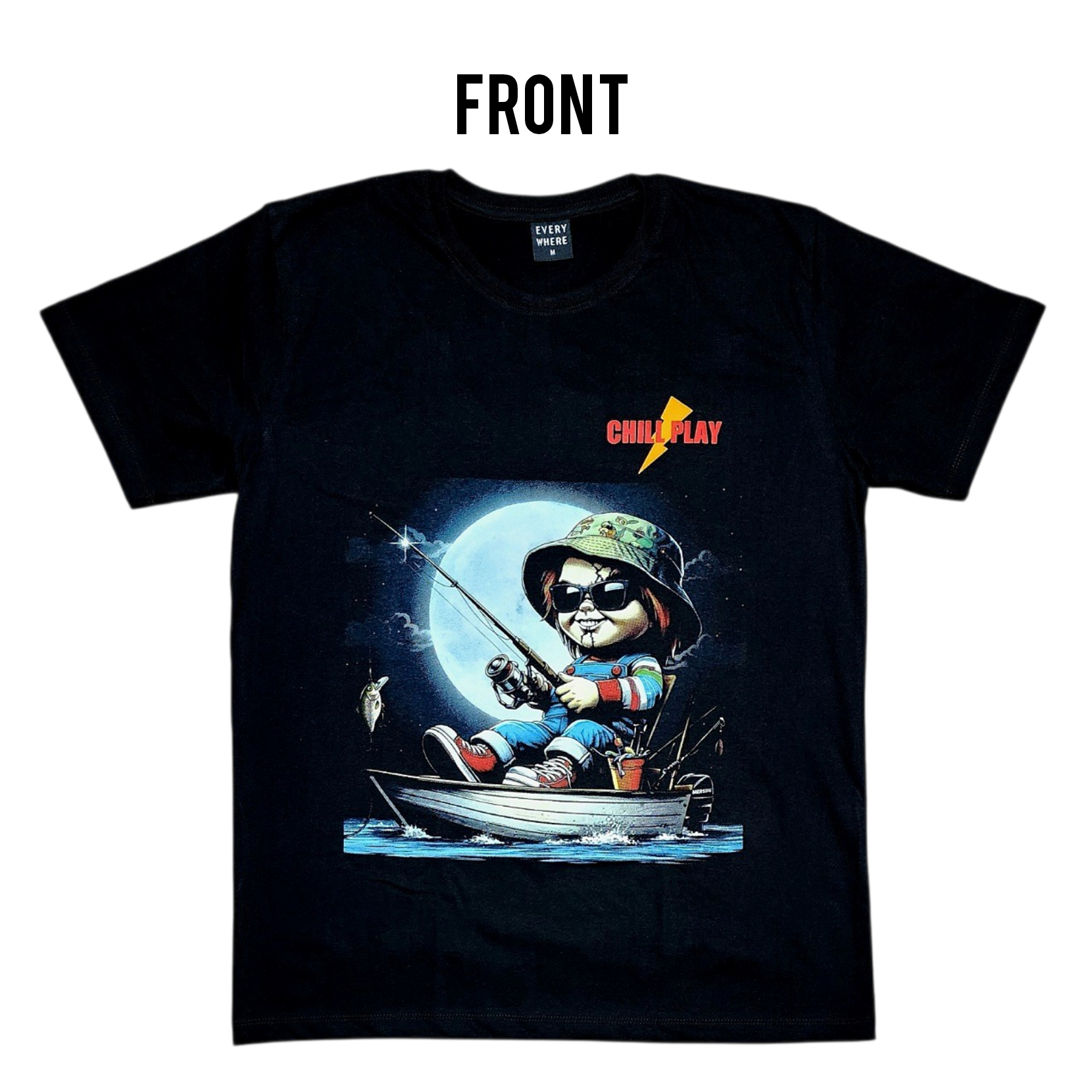 チルプレイナイトフィッシング チャッキー風 夜釣り パロディTシャツ