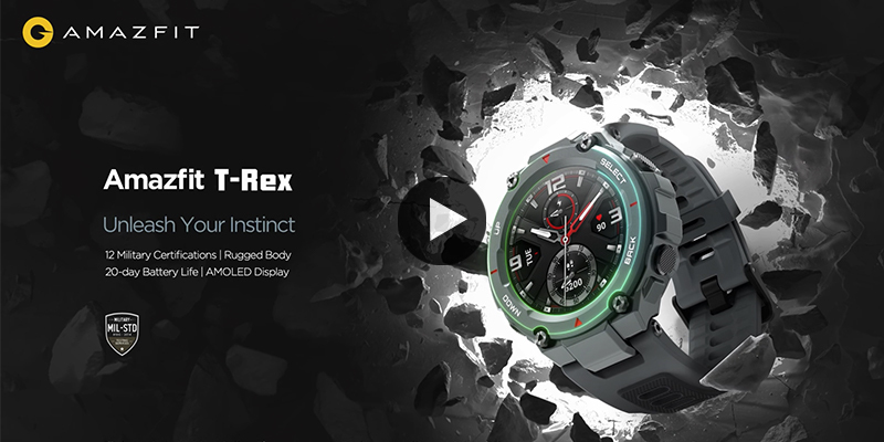 期間限定特価 日本正規代理店 Amazfit T Rex スマートウォッチ 多機能 アウトドア 14種類軍用認証 活動量計 歩数計 睡眠計測 心拍計 着信通知 アプリ Line通知 1年保証 美しい Kuljic Com