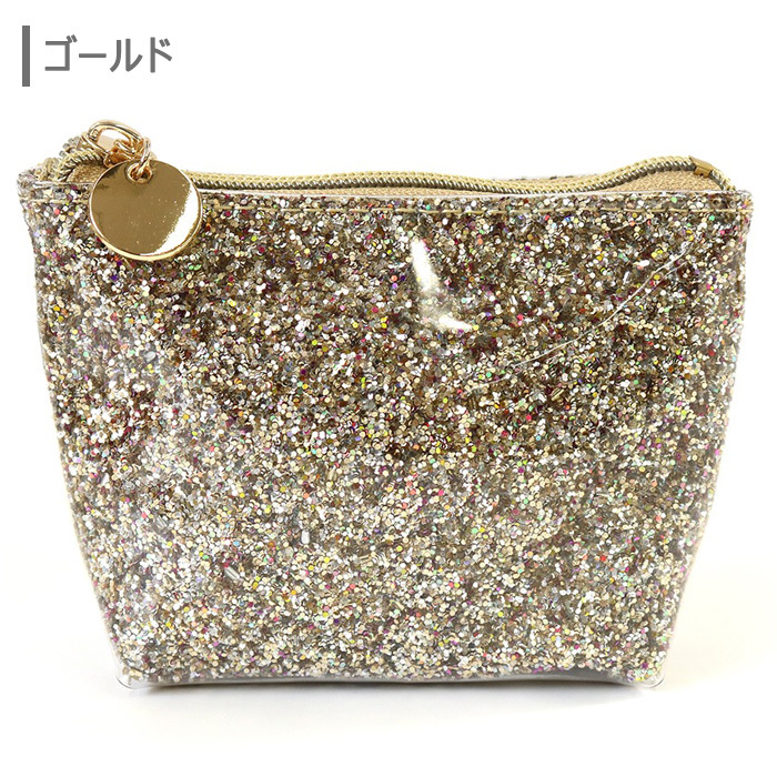 グロースター ミニポーチ キラキラ ラメ エナメル ポーチ 化粧ポーチ