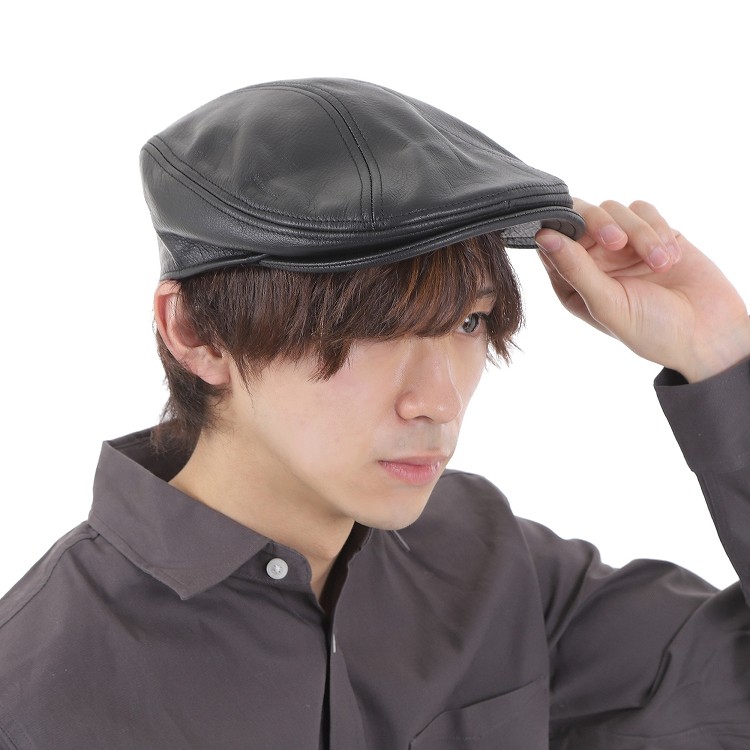 ニューヨークハット NEW YORK HAT ハンチング ブラック ジェニュインレザー 本革 Lamba 1900 #9250 / メンズ レディース