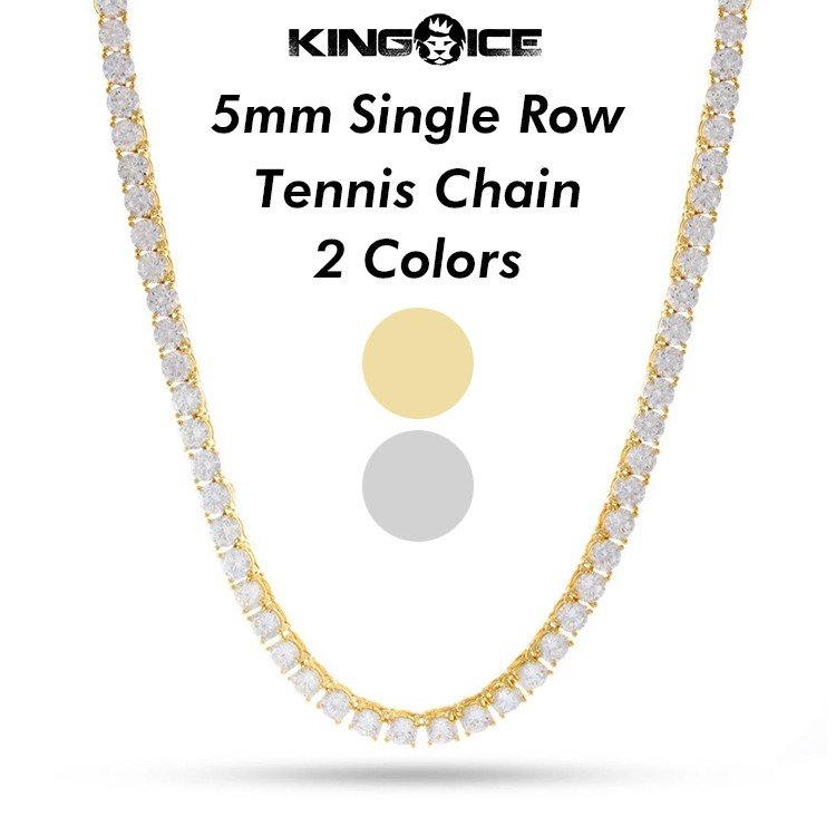 5mm幅 テニスチェーン ネックレス キングアイス King Ice メンズ レディース 男性 女性 兼用 Single Row Tennis  Chain