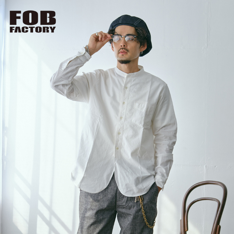 FOB FACTORY（エフオービーファクトリー） 長袖 バンドカラーシャツ