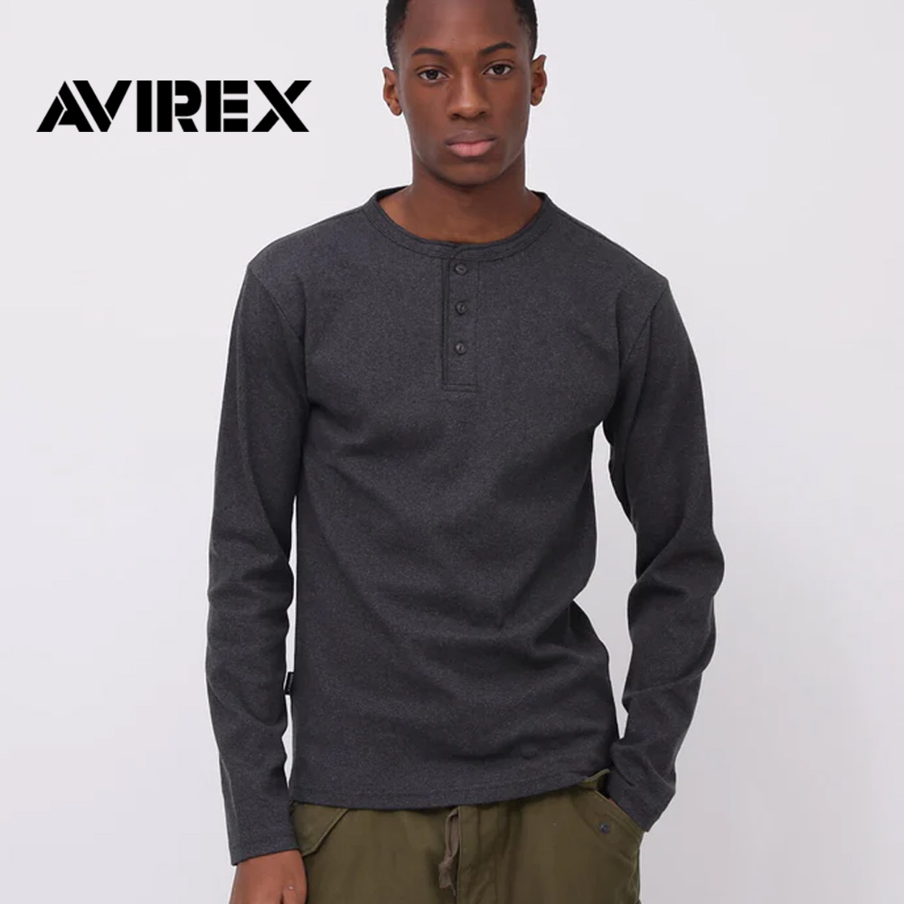 AVIREX（アヴィレックス） アビレックス リブ 長袖 ヘンリーネック T 