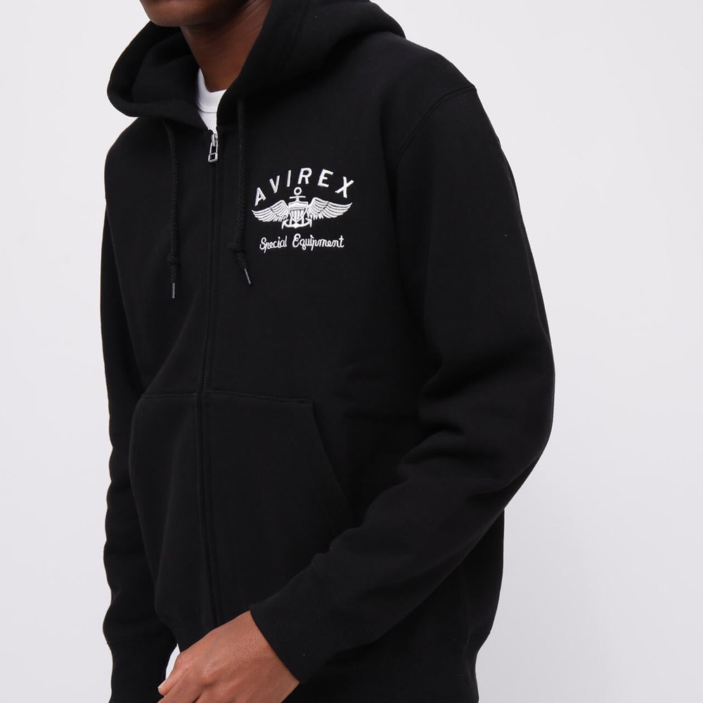AVIREX バーシティ ロゴ スウェット ジップ パーカー 黒M アヴィレックス AVIREX 《KIDS / キッズ》VARSITY LOGO SWEAT PARKA