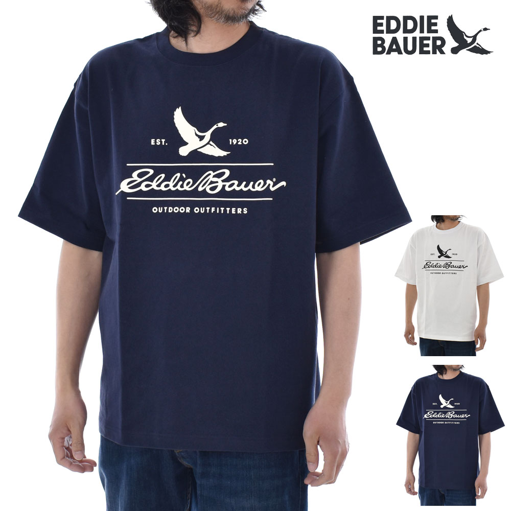 エディー・バウアー EDDIE BAUER Tシャツ クラシック ロゴ プリント 半袖 Tシャツ CLASSIC LOGO PRINT SS TEE E801061M メンズ 白 紺 | Eddie Bauer