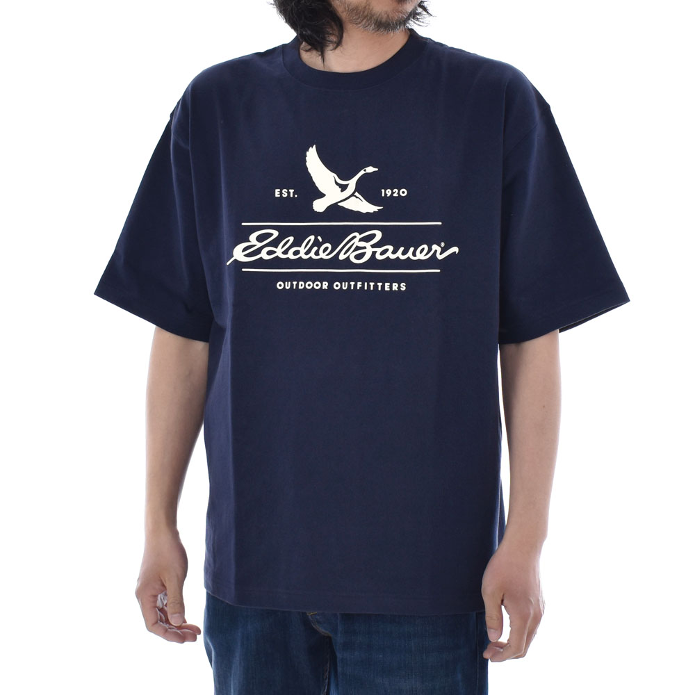 エディー・バウアー EDDIE BAUER Tシャツ クラシック ロゴ プリント 半袖 Tシャツ CLASSIC LOGO PRINT SS TEE E801061M メンズ 白 紺 | Eddie Bauer | 02