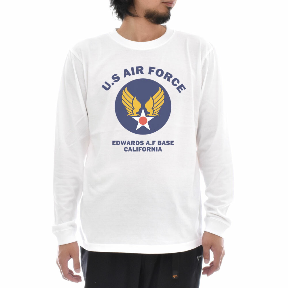 ミリタリー Tシャツ U.S AIR FORCE BASE 長袖Tシャツ ロンT ロング