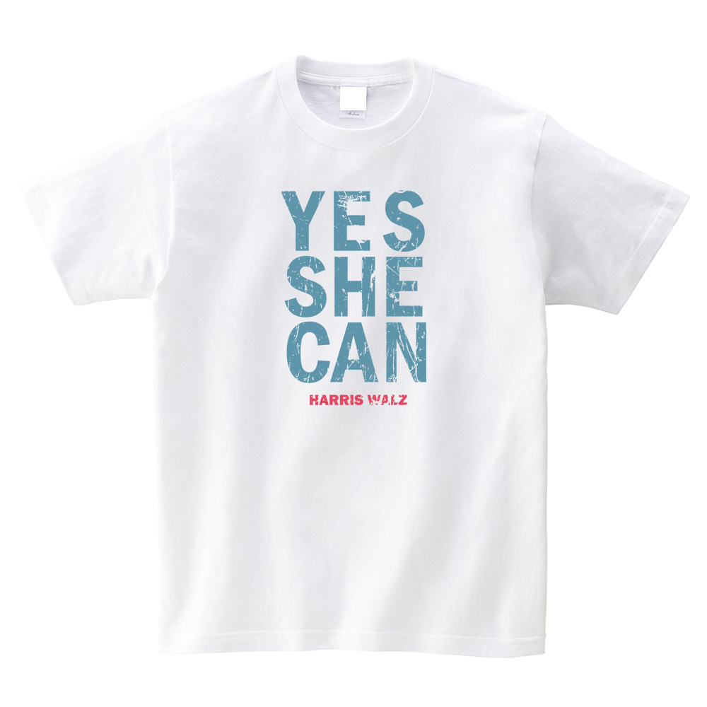 米大統領選Tシャツ カマラ・ハリス オバマ Yes She Can フロントプリントTシャツ メッセージ バイデン 大統領候補 選挙運動 メンズ レディース キッズ |  | 07