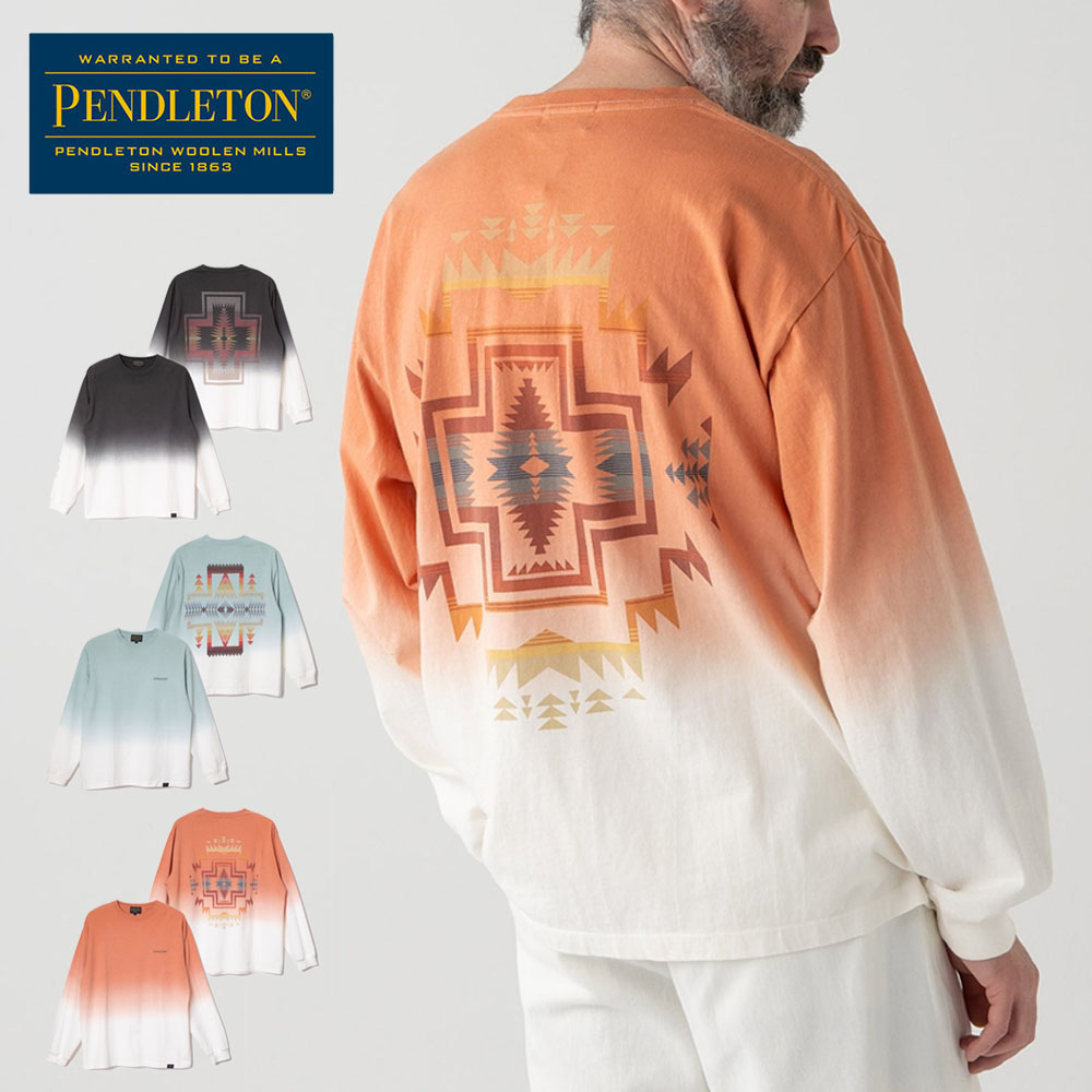 �y���h���g�� PENDLETON ���� T�V���c �O���f�[�V���� �_�C �o�b�N�v�����g T�V���c Gradation dye Back Print L/S Tee 6175-3010 6175-3110 S M L XL �t�F�[�h