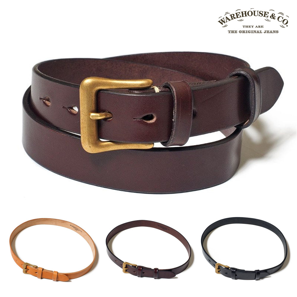 ウエアハウス WAREHOUSE ベルト SLIM BELT スリムベルト6041 メンズ 男性 ジーンズ用 ジーパン用 本革 牛革 レザーベルト 黒 茶 タン ウェアハウス | WAREHOUSE
