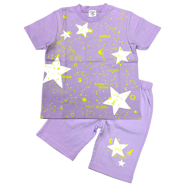 光るプリントパジャマ 星座 ホネ 猫 ネコ ネックレス くま クマ