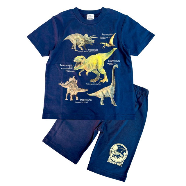 光るプリントパジャマ 恐竜 忍者 カブトムシ クワガタ 昆虫 Tシャツ