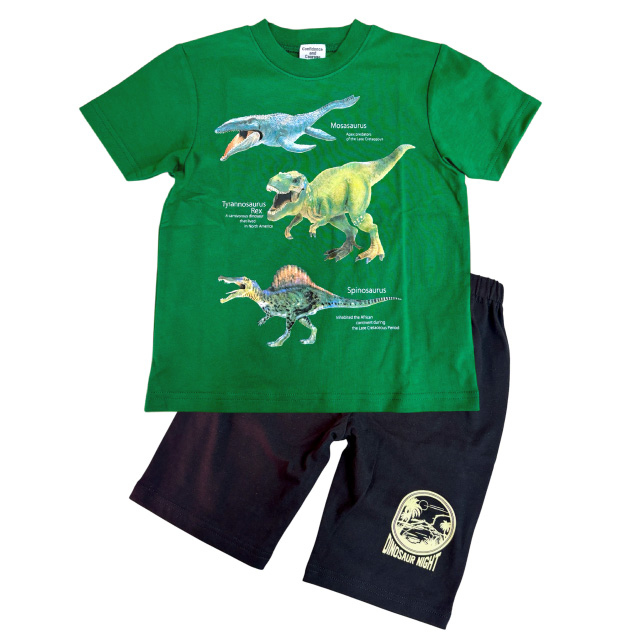光るプリントパジャマ 恐竜 忍者 カブトムシ クワガタ 昆虫 Tシャツ