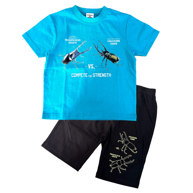 光るプリントパジャマ 恐竜 忍者 カブトムシ クワガタ 昆虫 Tシャツ