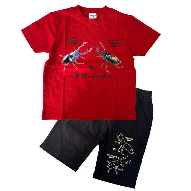 光るプリントパジャマ 恐竜 忍者 カブトムシ クワガタ 昆虫 Tシャツ