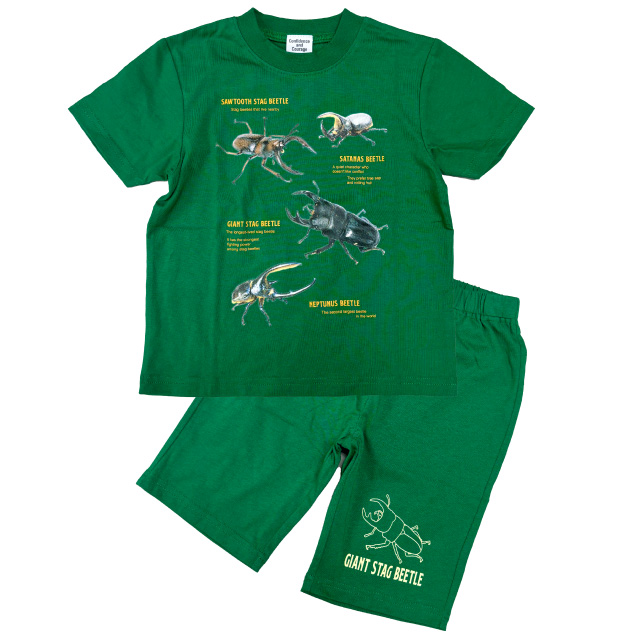光るプリントパジャマ 恐竜 忍者 カブトムシ クワガタ 昆虫 Tシャツ