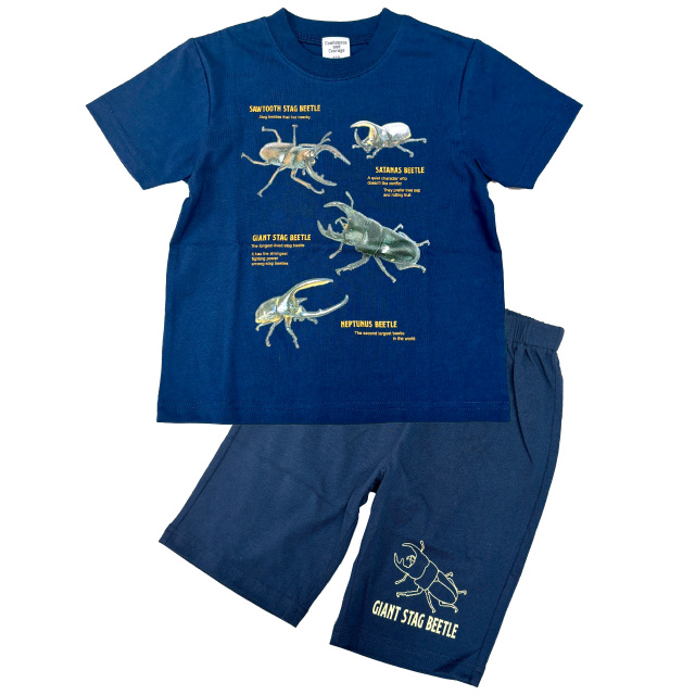 光るプリントパジャマ 恐竜 忍者 カブトムシ クワガタ 昆虫 Tシャツ