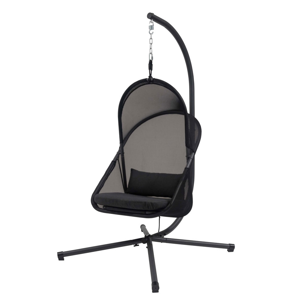 ハンギングチェア 自立式 チェアー 椅子 イス 折りたたみ式 ガーデン アウトドア ルーフ付き ゆらゆら 吊り下げ 日除け 日よけ キャンプ リゾート おしゃれ |  | 01