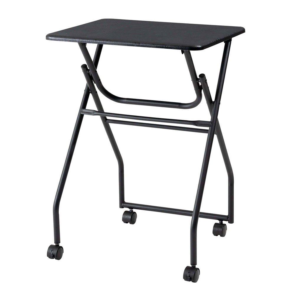 折りたたみ式テーブル ハイテーブル キャスター付き 移動 転がる おしゃれ 高さ70cm キッチン 作業デスク シンプル ブラック 黒 |  | 01