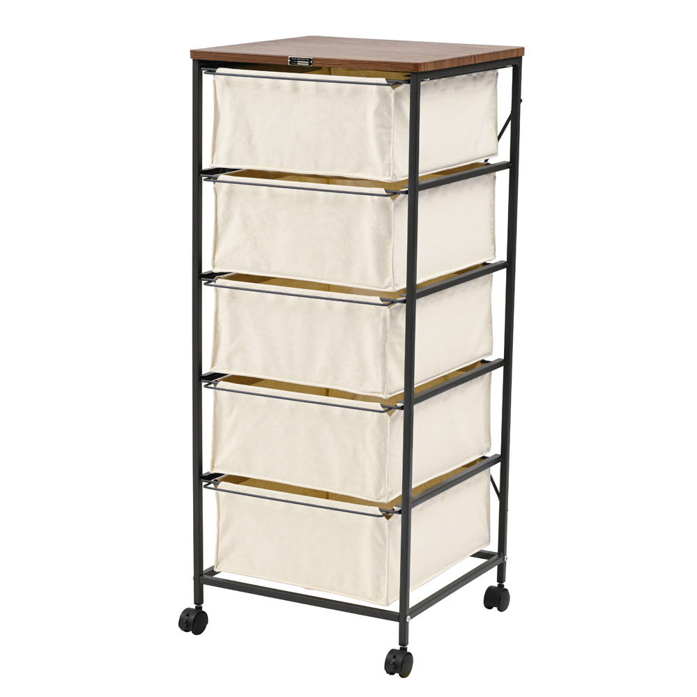 チェスト ファブリック スチール 5段 コットン キャスター ストッパー付き マジックテープ キャンバスチェスト 取手 寝室 玄関 リビング 洗面所 衣類収納 |  | 03