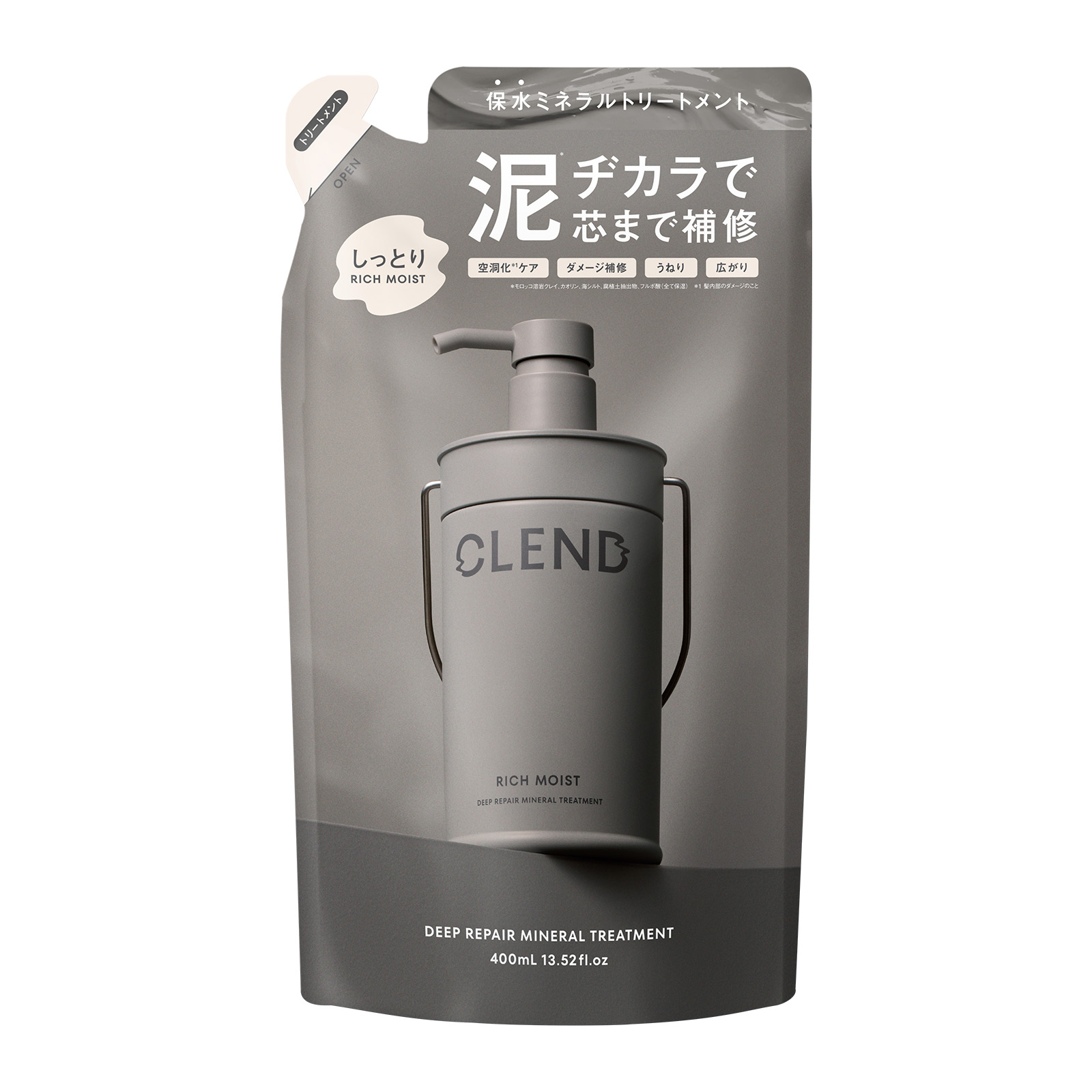 シャンプー 詰め替え トリートメント CLEND クレンド リッチモイスト ディープクレンジング ディープリペア ミネラル 400mL