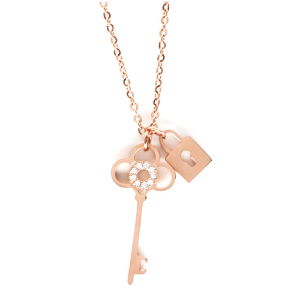 金属アレルギー対応 ステンレスペンダント ジュエルキーモチーフ