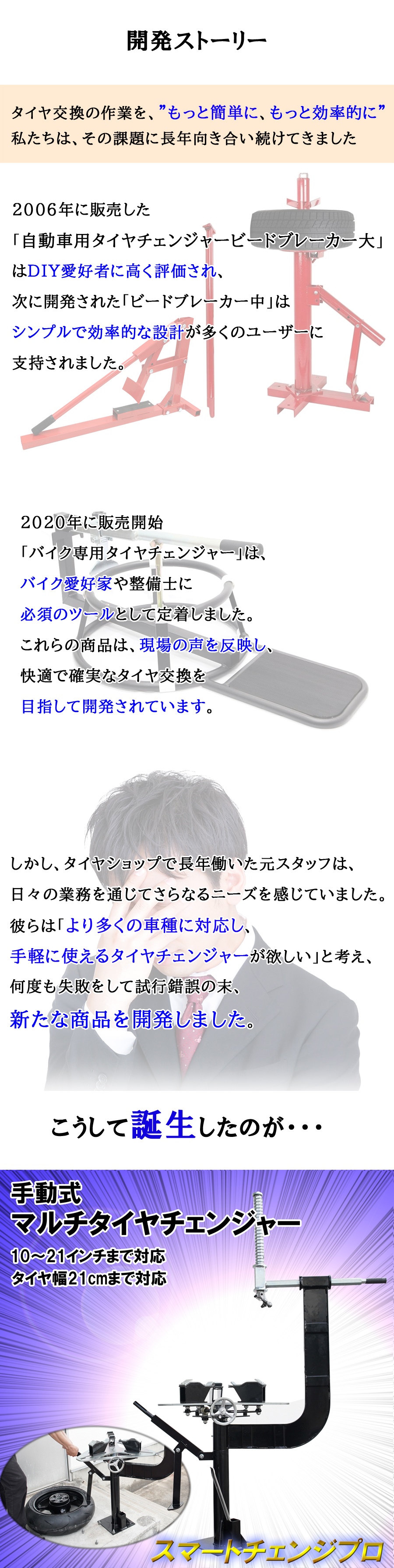 タイヤ 交換 チェンジャー 脱着 ビード ブレイカー 落とし