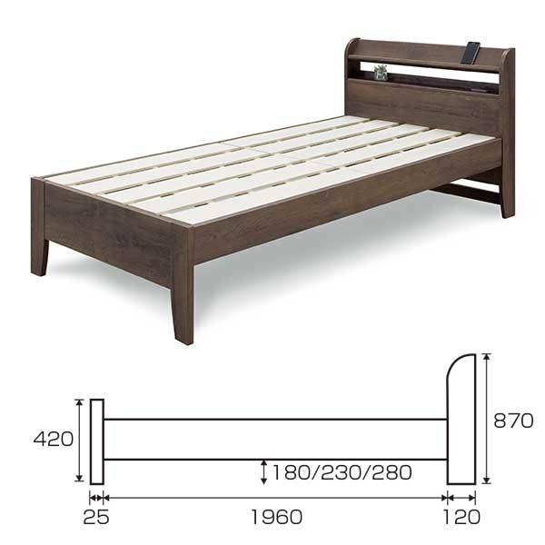 ベッド シングルベッド フレームのみ 宮付き 2口コンセント付 3段階高さ調節 スノコ仕様 シングル モダン シンプル 北欧 レトロ  :m-0001781:家具インテリア通販グランツ - 通販 - Yahoo!ショッピング