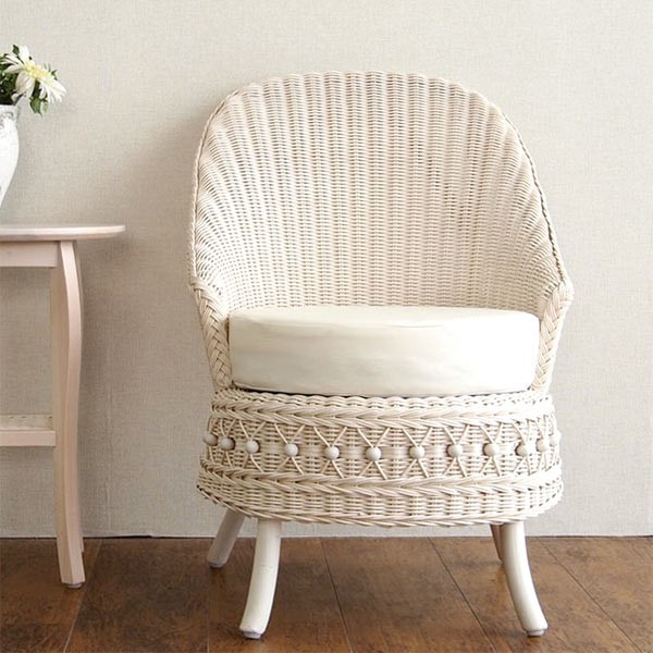 アジアン 籐ソファ ラタンチェア 白 ホワイト 椅子 1人用 : rw-00024 