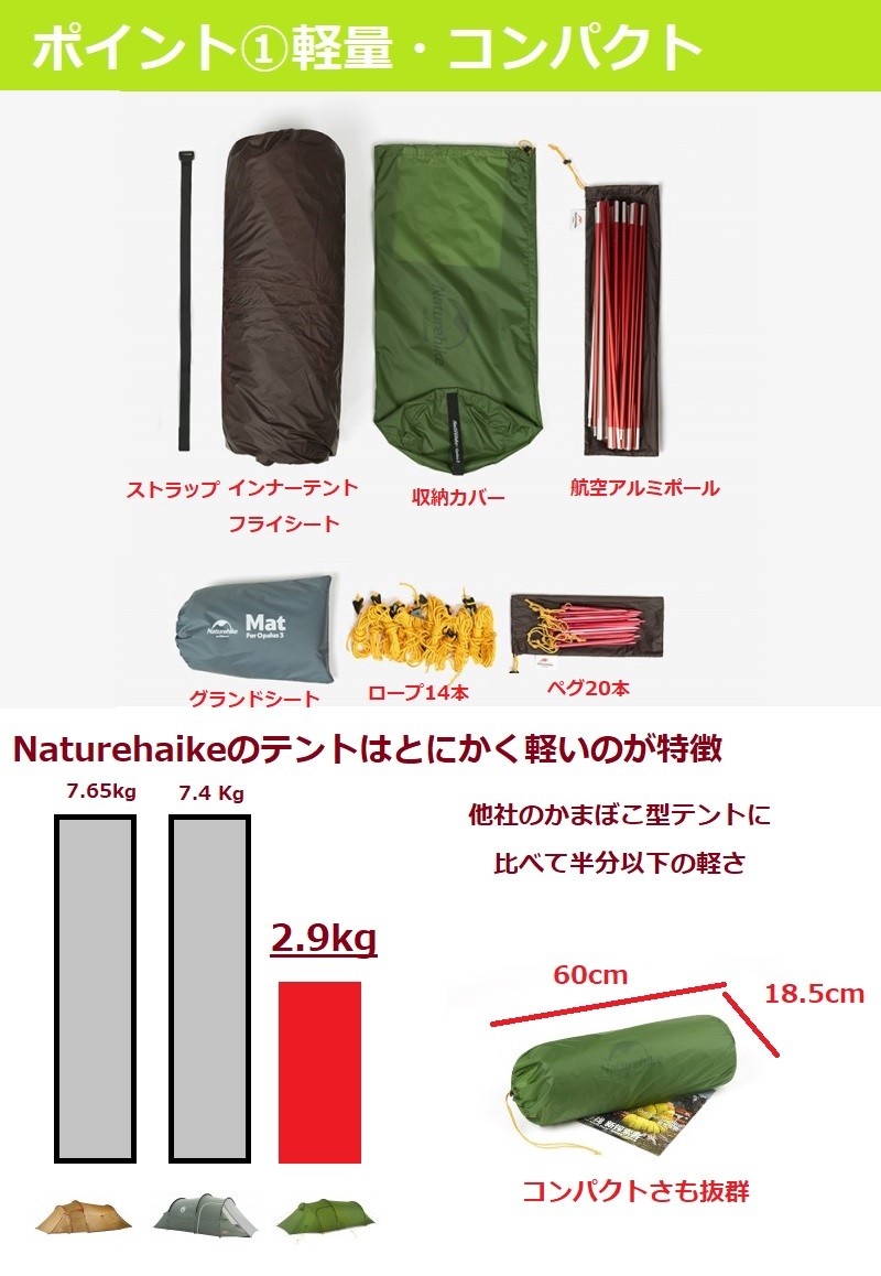 NatureHike Naturehike ネイチャーハイクテント 3人用 テント 2