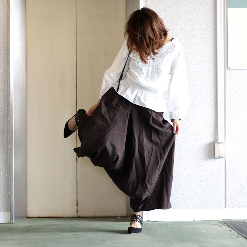 ワイドパンツ フリーサイズ レディース 袴パンツ 足上げ