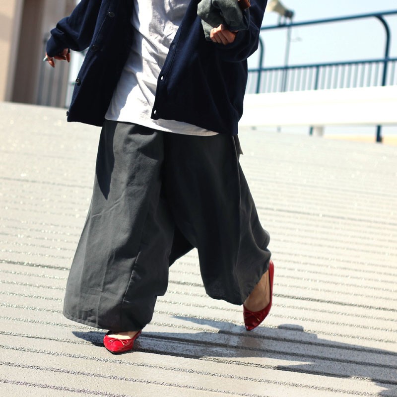 ワイドパンツ フリーサイズ グレー 袴パンツ レディース