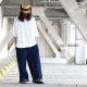 インディゴ　デニム　ワイドパンツ