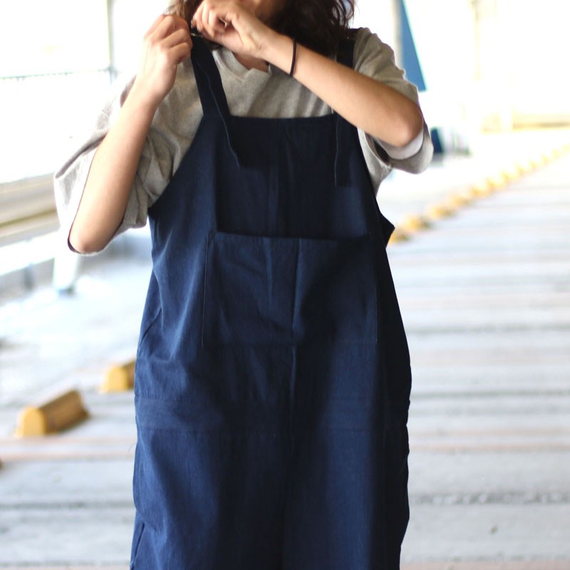 インディゴ　デニム　サルエル　オーバーオール　肩　