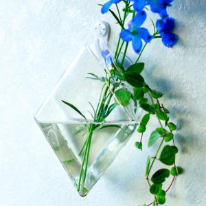 花瓶 ガラス おしゃれ 小さい 壁掛け 一輪挿し フラワーベース 花器 コンパクト 手軽る  壁 涼...