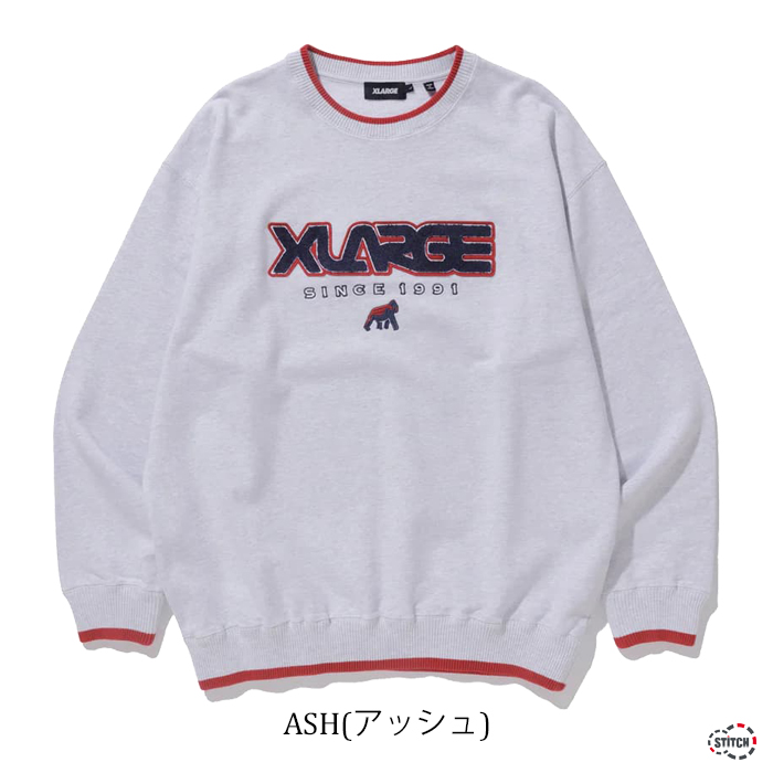 セール XLARGE エクストララージ ATHLETIC LOGO CREWNECK SWEAT 101224012015 アスレチックロゴ 刺繍 リブ ワッペン クルーネックスウェット X-LARGE正規取扱店