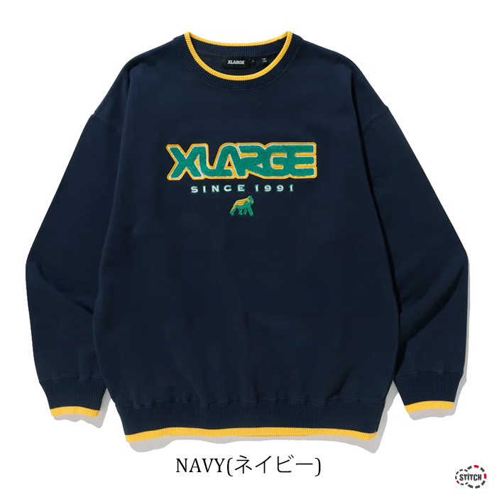 セール XLARGE エクストララージ ATHLETIC LOGO CREWNECK SWEAT 101224012015 アスレチックロゴ 刺繍 リブ ワッペン クルーネックスウェット X-LARGE正規取扱店