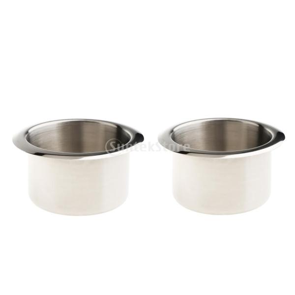 2個 ステンレス製 ドリンクホルダー カップホルダー 埋め込み 内径84mm キャンピングカーRV対応 高品質 内装パーツ スチールカップ