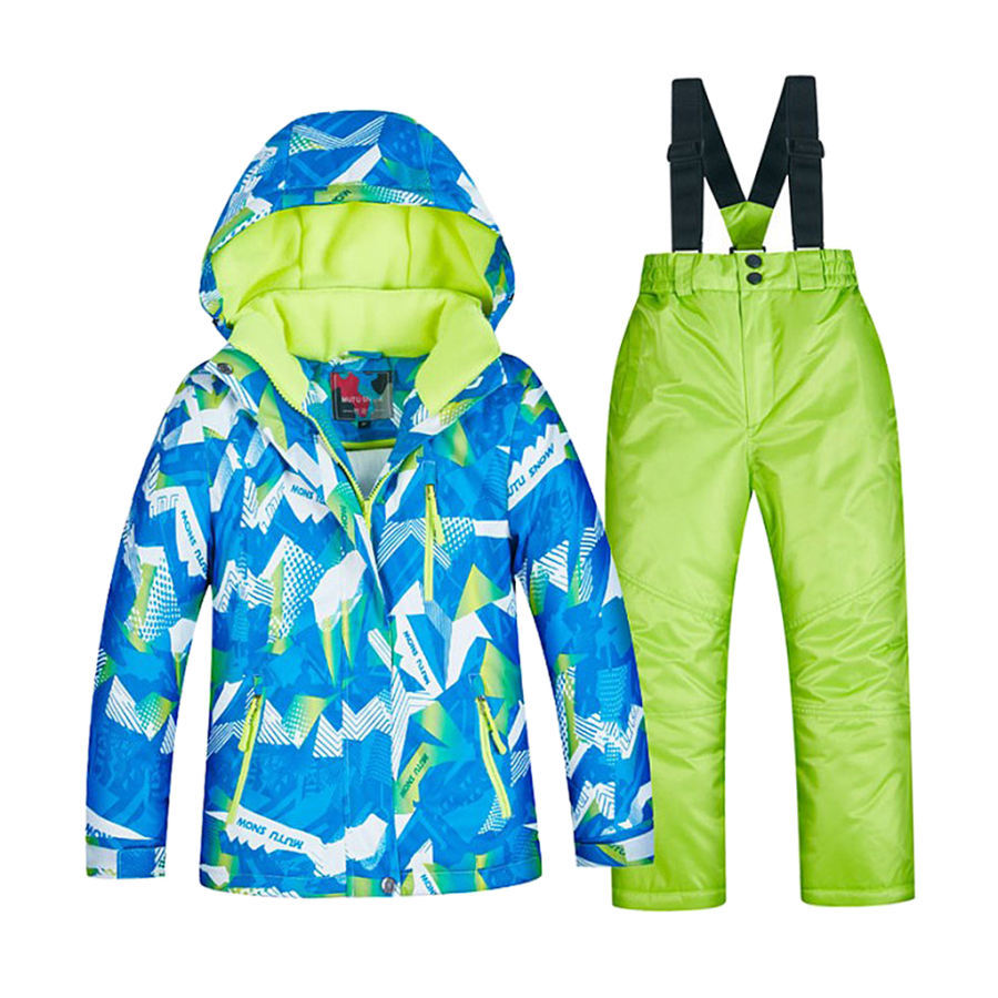 子供スキースーツセット-フード付きジャケットと雪よだれかけズボン2の冬防寒着の衣装セット｜stk-shop｜02