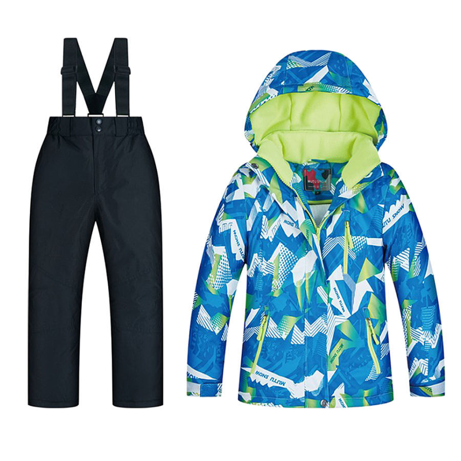 子供スキースーツセット-フード付きジャケットと雪よだれかけズボン2の冬防寒着の衣装セット｜stk-shop｜07