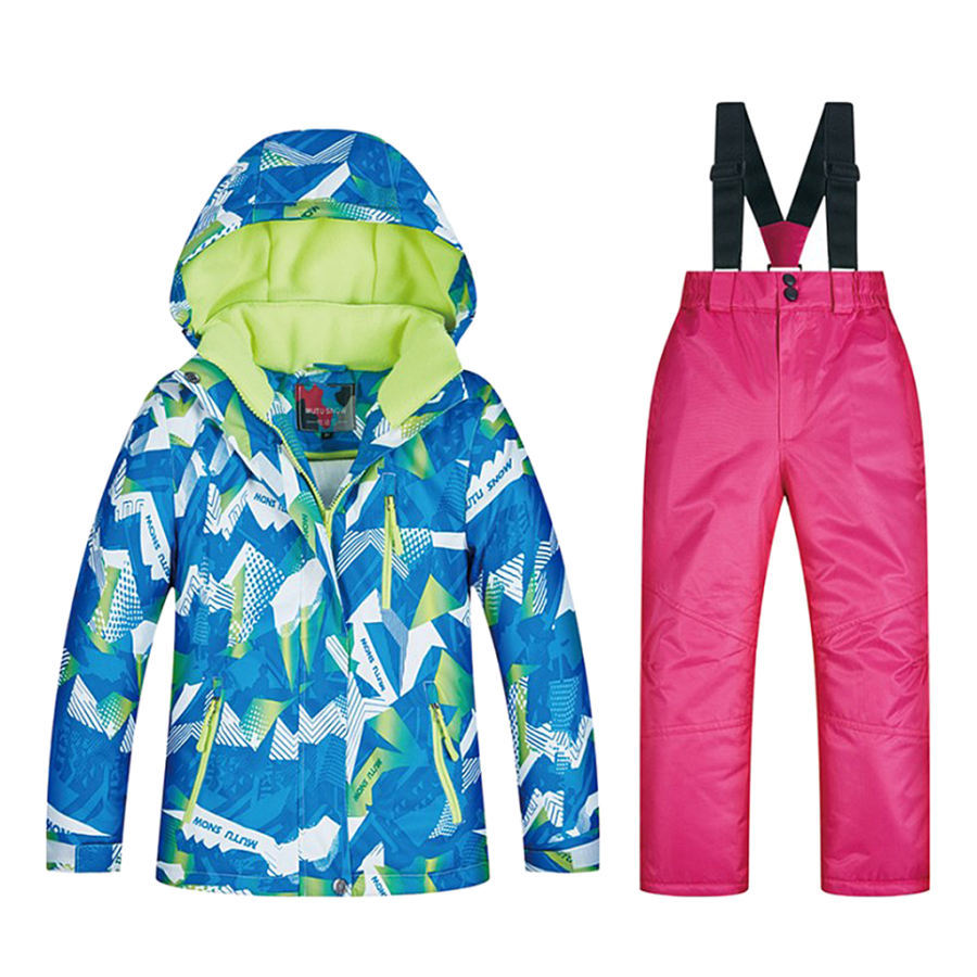 子供スキースーツセット-フード付きジャケットと雪よだれかけズボン2の冬防寒着の衣装セット｜stk-shop｜17
