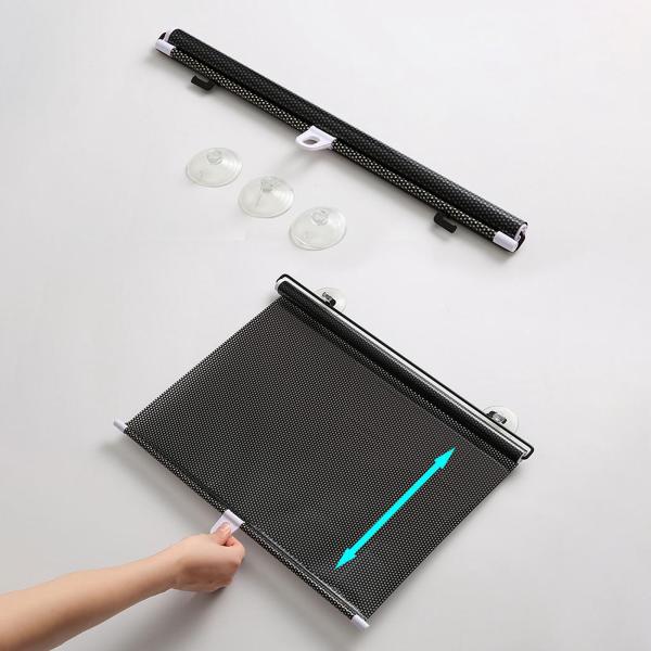 サンシェードカーテンユニバーサルプライバシードレープブラックアウトカーウィンドウカフェ45x125cmブラックドット