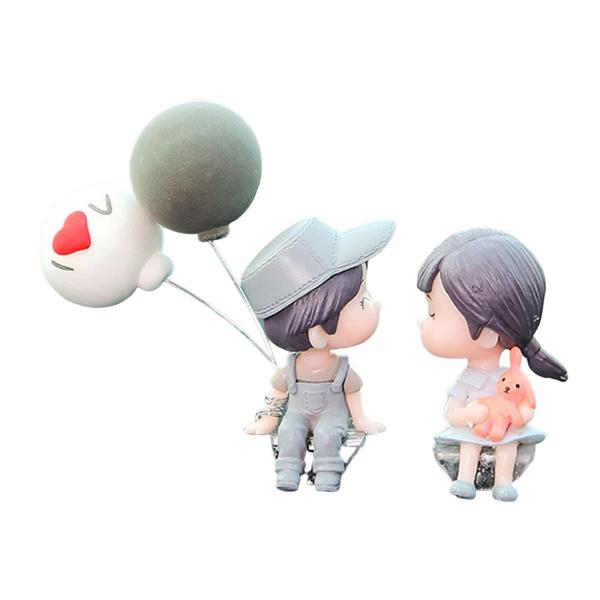 車のダッシュの装飾 カップル人形アクセサリー 自宅 女性 オフィス グレー カップル人形