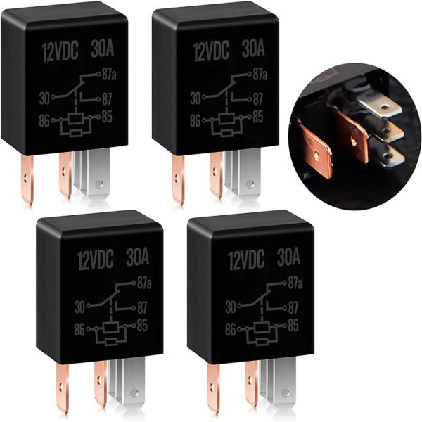 4個パック カーリレー 5ピン 12V 30A 車両修理部品 耐久性 多目的